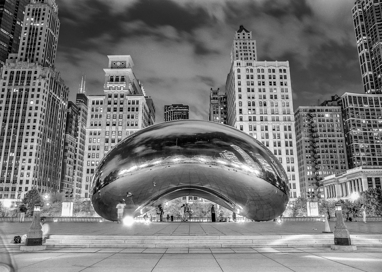 #10 The Bean at night almost looks like a negative.