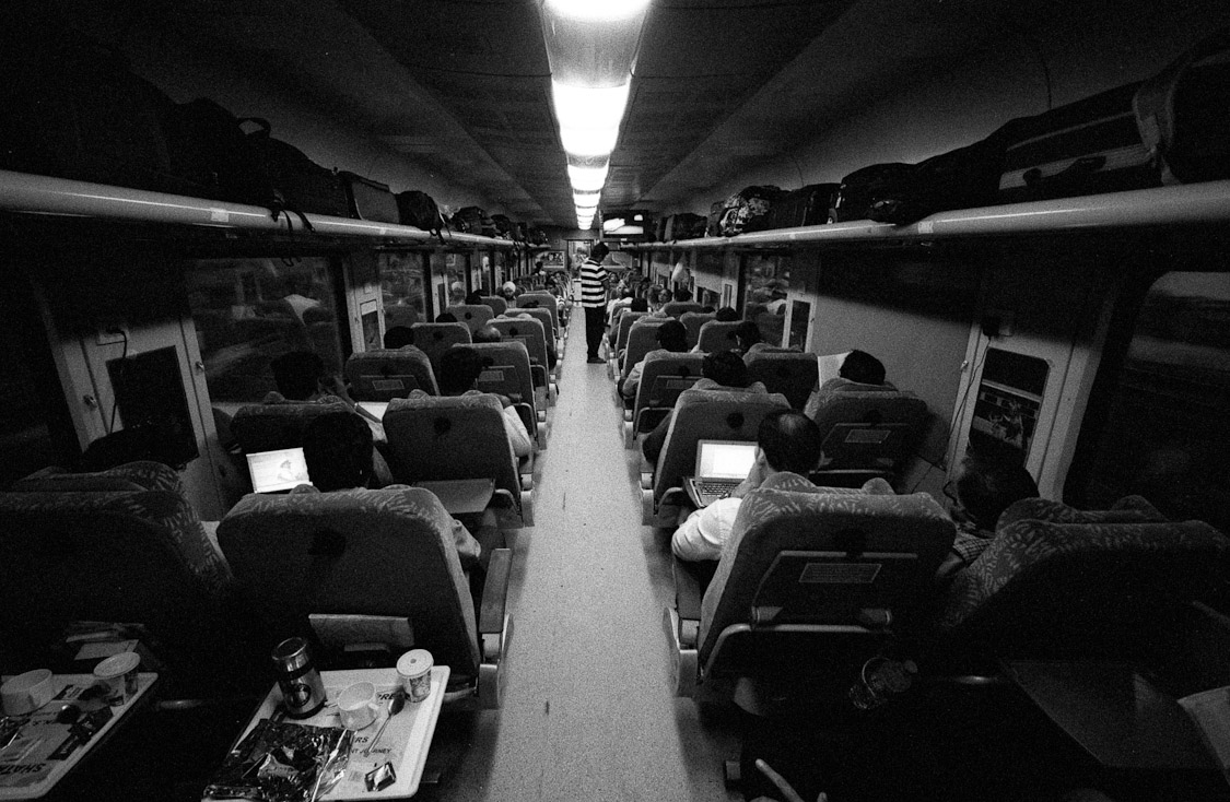 #45 inside the Shatabdi, from Chennai to Bangalore