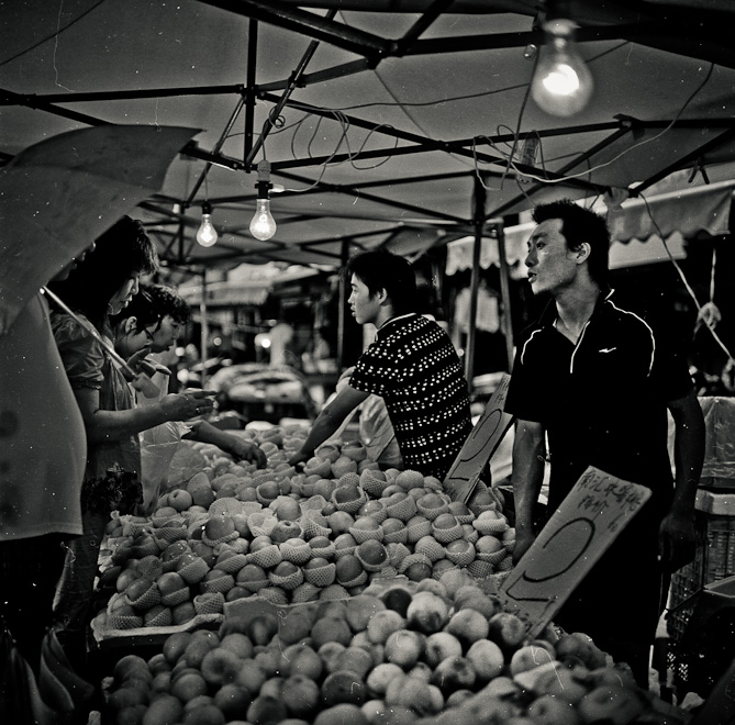 #18 Hongkou Market. Lights through car batteries.
