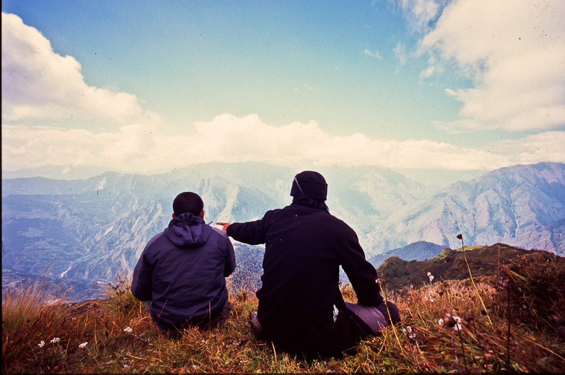 #35 up at Khopra Danda. Roman showing Udo around.