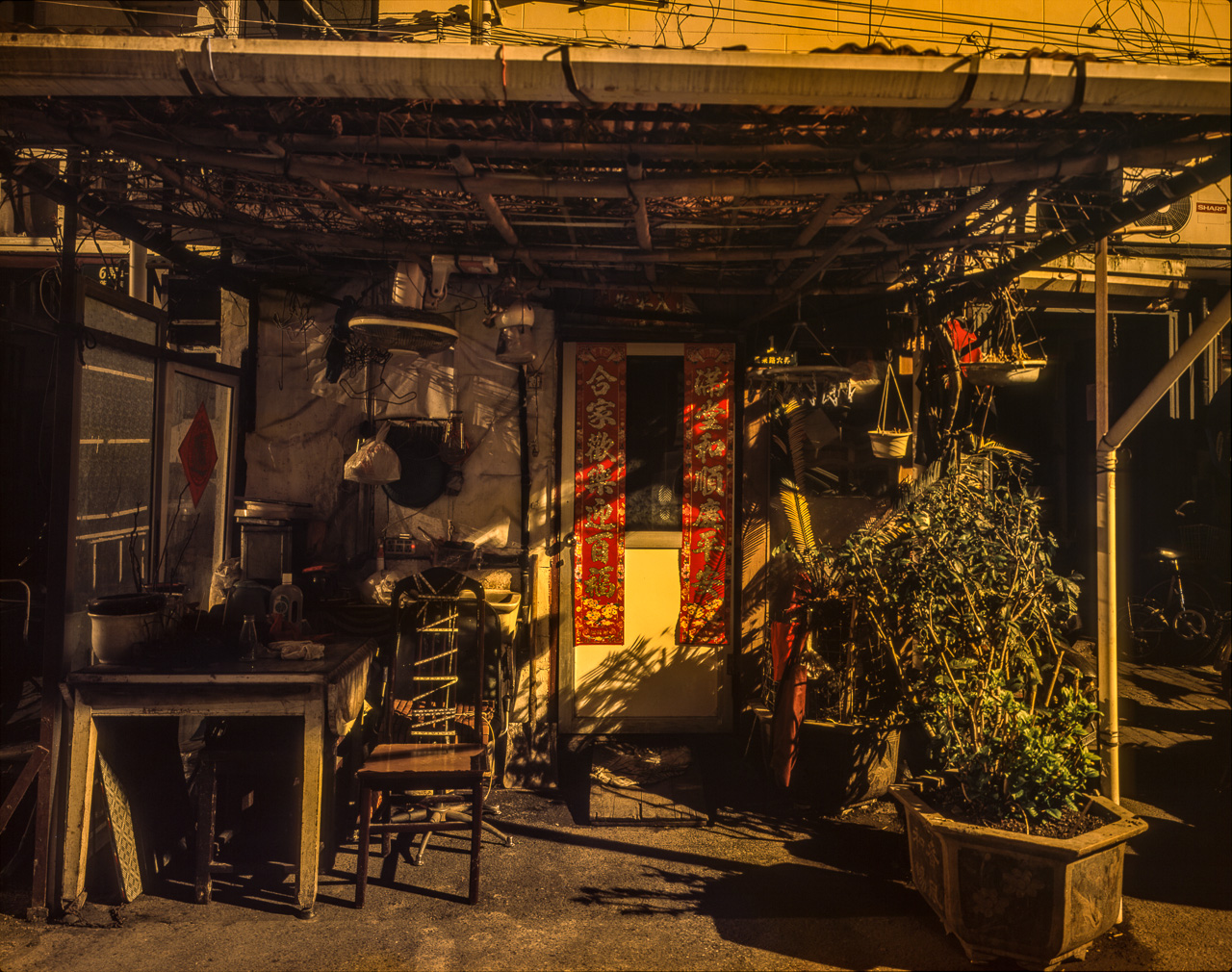 #46 Somebodys front yard in Laoximen. As I was taking the photo, some policemen showed up and were absolutely excited about the camera. Always a talking point. They even gave me, yes you guessed it, some cigarettes!