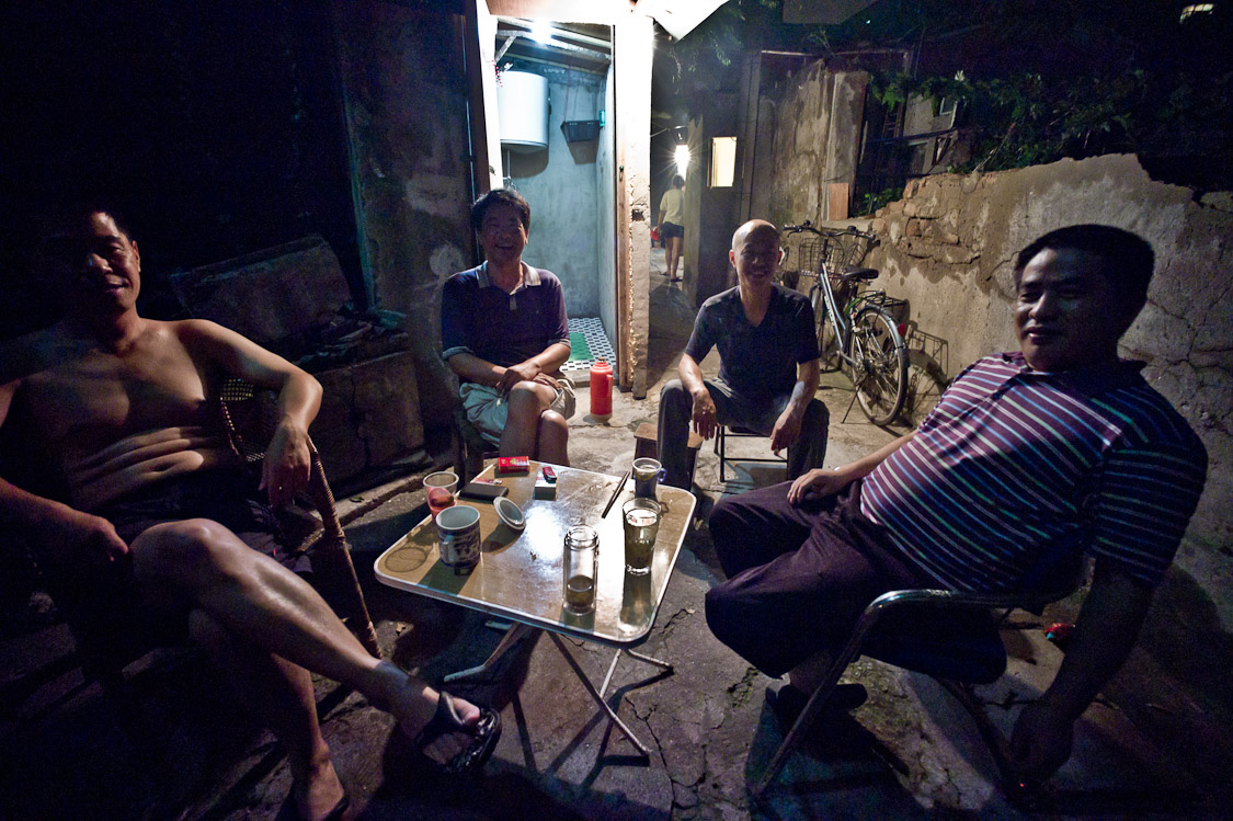 #41 around the corner, four gents having a good time